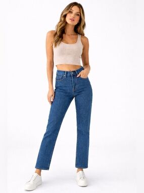 Levi’s Wedgie Straight Jeans High Rise Button Fly Dark Wash Streetwear Casual 28